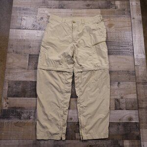ExOfficio Insect Shield Convertible Pants Men’s 40x32 Beige Zip-Off Hiking Nylon